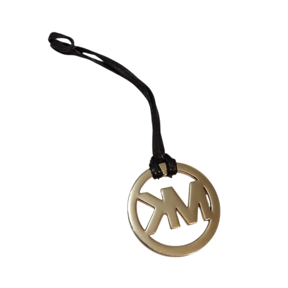 Michael Kors MK Hanging Charm Gold Tone With Black Leather